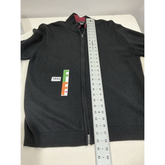 Men’s Kenneth Cole Black Long Sleeve Zip Front Collared Sweater Xxl - Picture 6 of 7